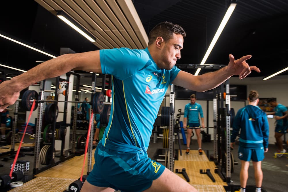 It can be difficult to fit all of Rory Arnold in the frame at times. Photo: RUGBY.com.au/Stuart Walmsley