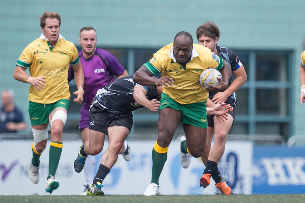 Classic Wallabies Stephen Hoiles and Wendell Sailor. Photo: Hong Kong Tens