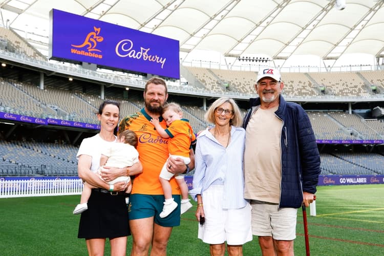 James Slipper poses with his family ahead of his final Test. Photo: Getty Images