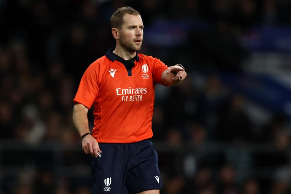 Angus Gardner will bring up 100 Super Rugby games. Photo: Getty Images