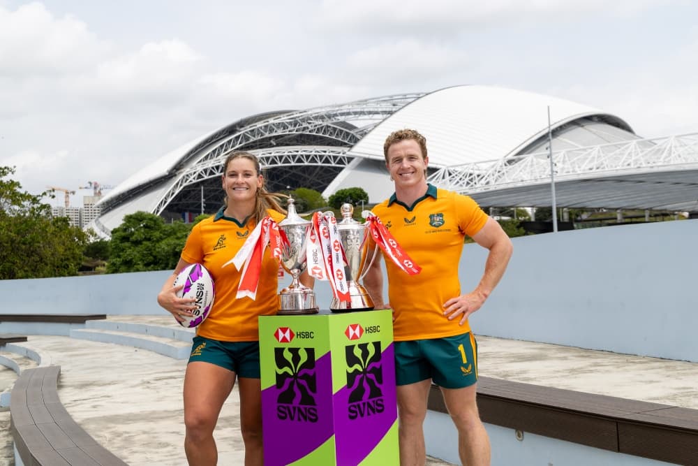 The Australia Sevens teams kick off action for 2026 in Singapore. Photo: World Rugby