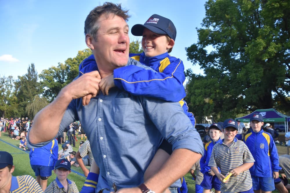 King of the kids, Classic Wallaby Warrick Waugh. Photo: Darrel Whan