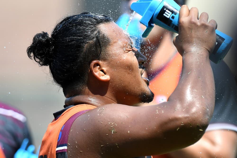 Brandon Paenga-Amosa cools down at training. Photo: Getty Images