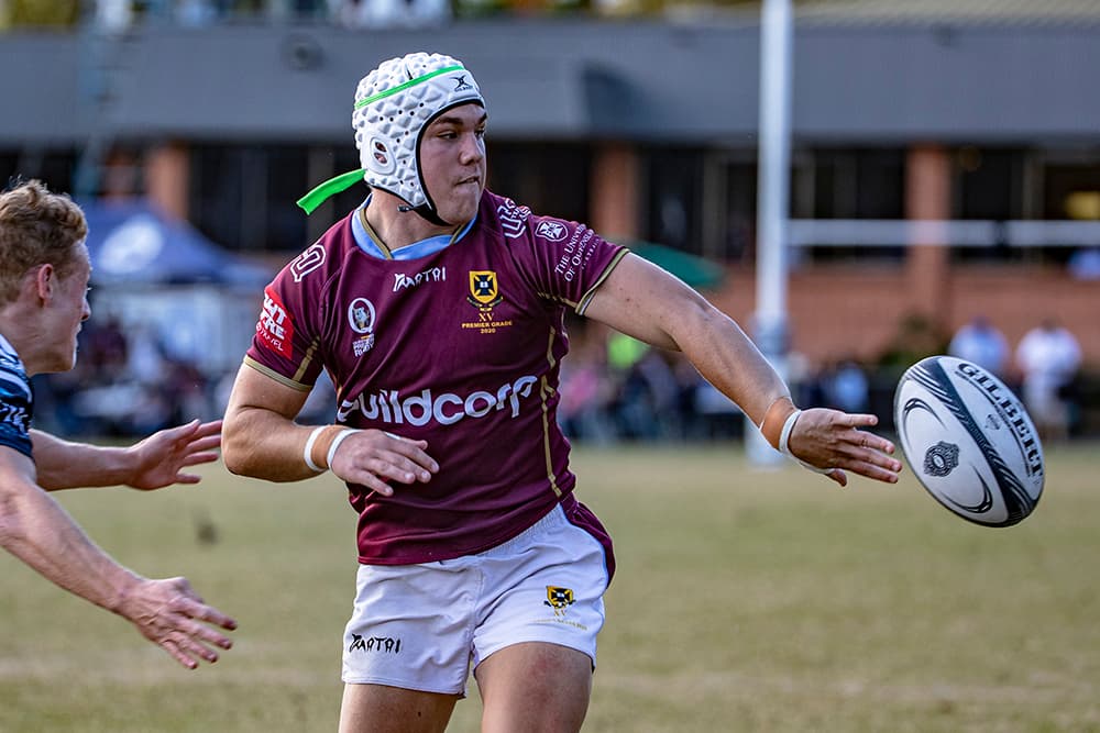 Mac Grealy had an impressive debut season for UQ in 2020. Photo: Brendan Hertel/QRU
