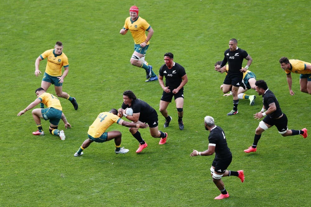 All Blacks winger Caleb Clarke was one of his side's best in Bledisloe II. Photo: Getty Images