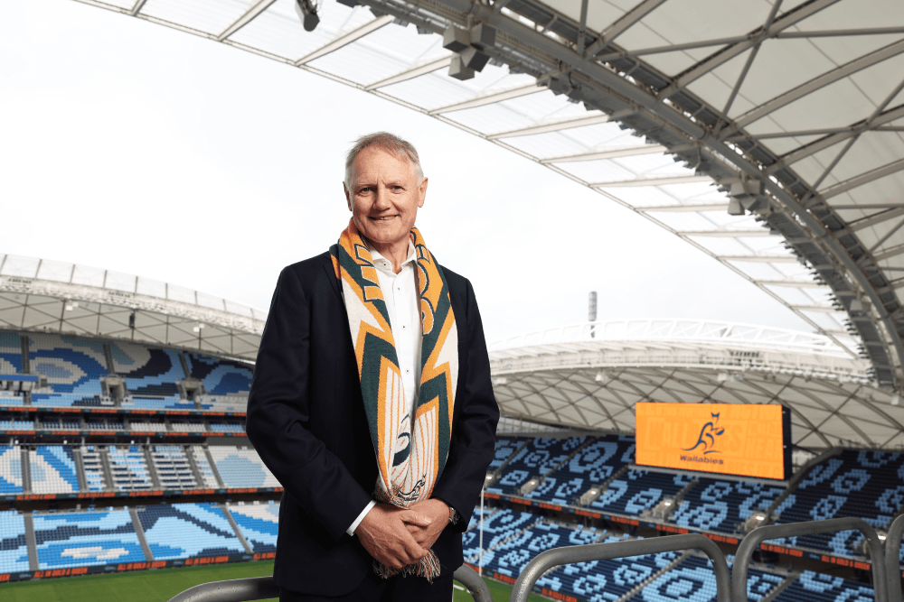 SYDNEY, AUSTRALIA - APRIL 30: Current Wallabies Head Coach Joe Schmidt poses during a media opportunity at Allianz Stadium on April 30, 2025 in Sydney, Australia. Rugby Australia today announced Kiss as the new head coach of the Wallabies. (Photo by Matt King/Getty Images)