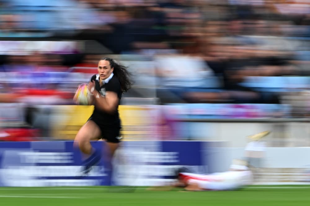 Portia Woodman-Wickliffe reached 50 tries for New Zealand as the Black Ferns eased past Japan. Photo: Getty Images