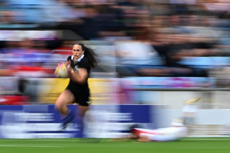 Portia Woodman-Wickliffe reached 50 tries for New Zealand as the Black Ferns eased past Japan. Photo: Getty Images