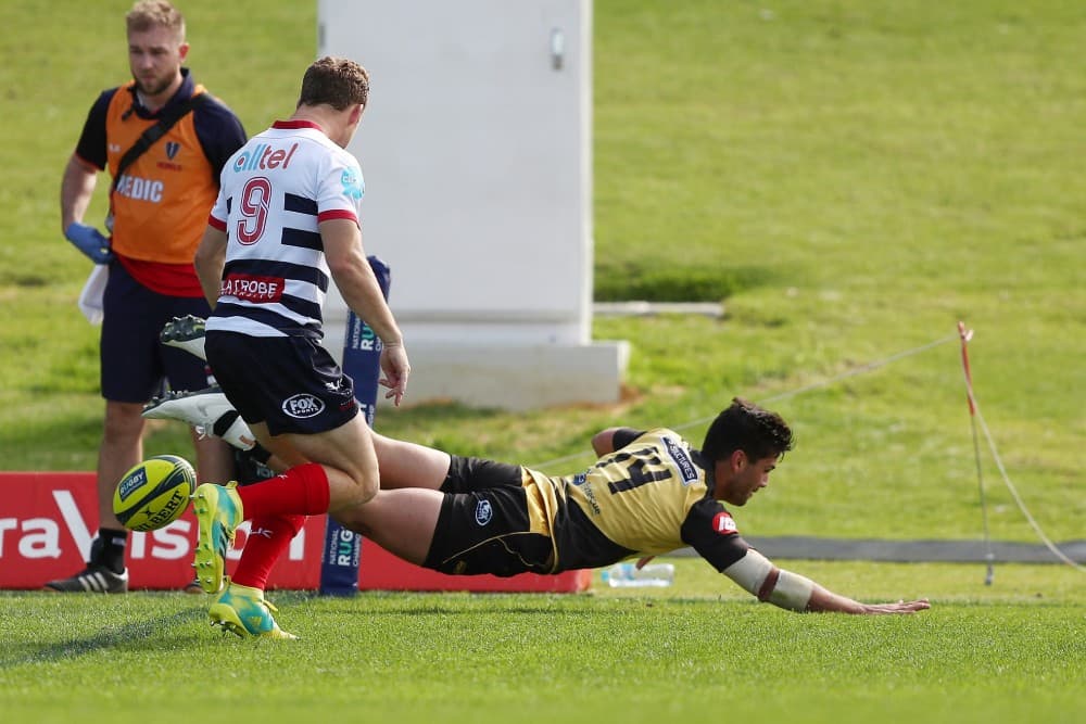Force winger Byron Ralston scores one of his three first-half tries. Photo: Force Media