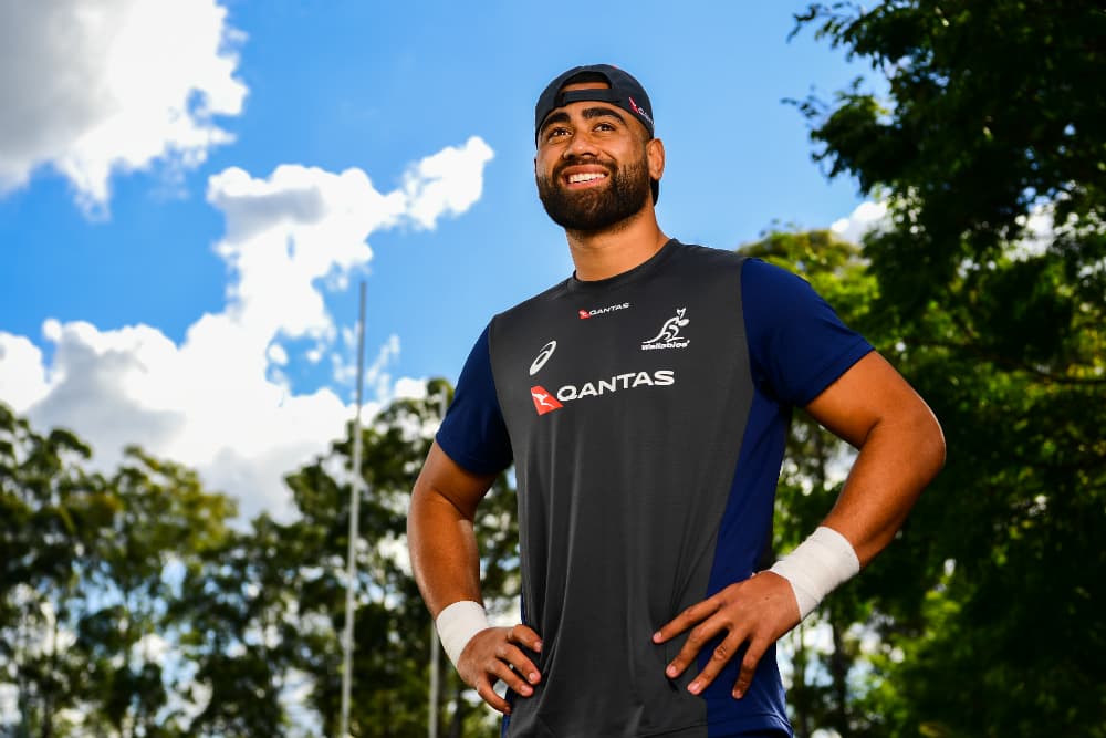 Lukhan Tui is all smiles in Brisbane. Photo: RUGBY.com.au/Stuart Walmsley