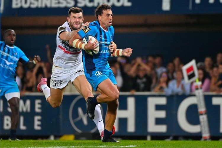 Tom Banks scored again in the Top 14 for Montpellier. Photo: AFP
