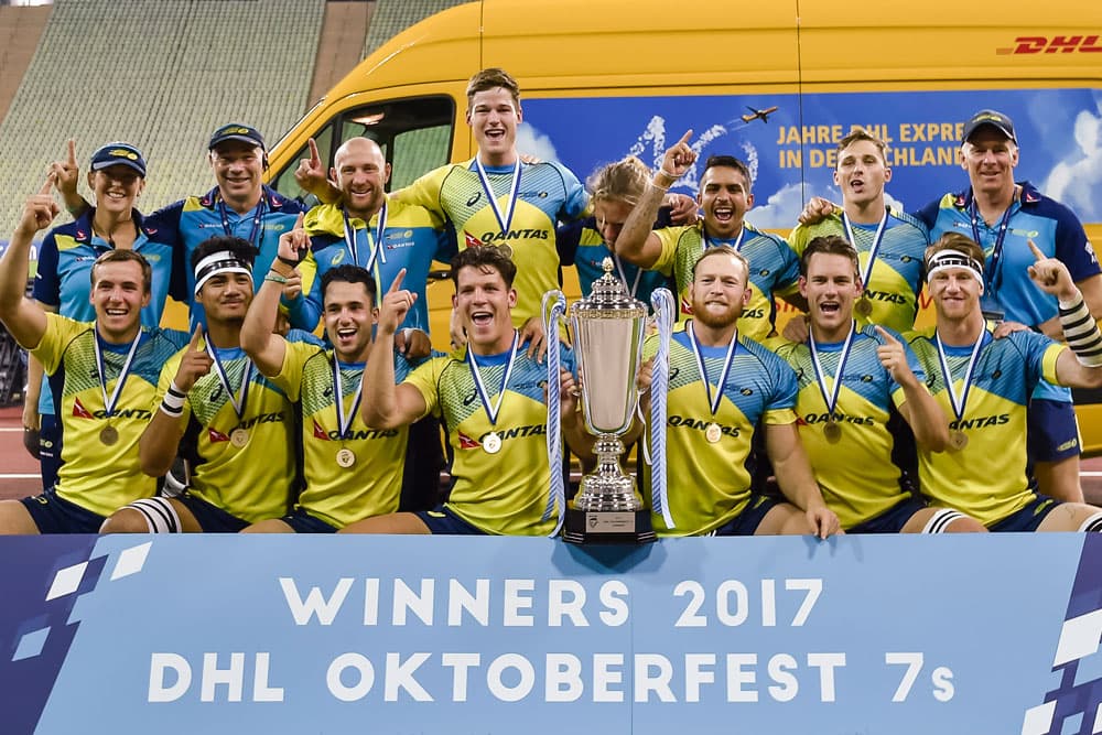 Australia has won the inaugural Oktoberfest 7s. Photo: AFP