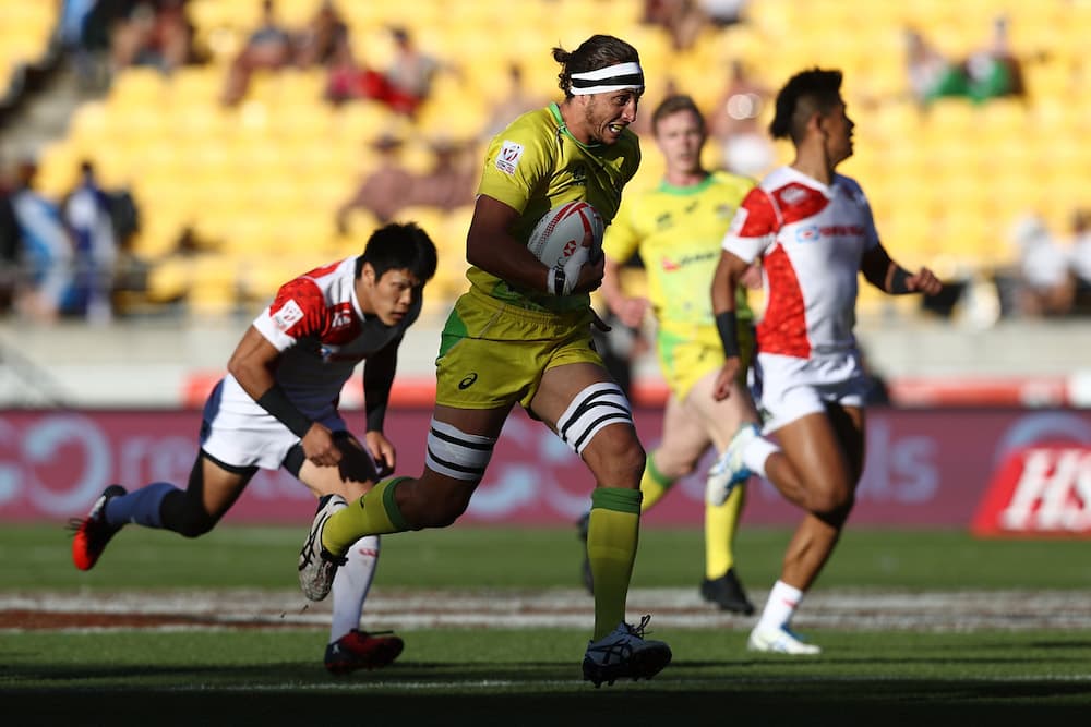 Sam Myers bagged a double of the final match of the day against Japan. Photo: Getty Images