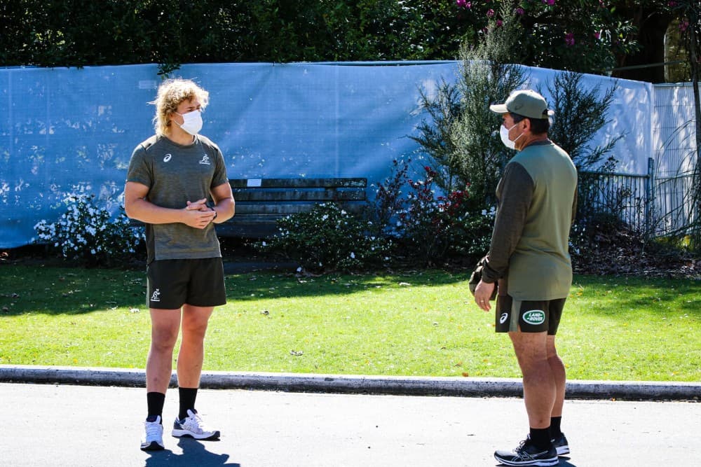 Ned Hanigan was in a playful mood in New Zealand. Photo: Rugby Australia