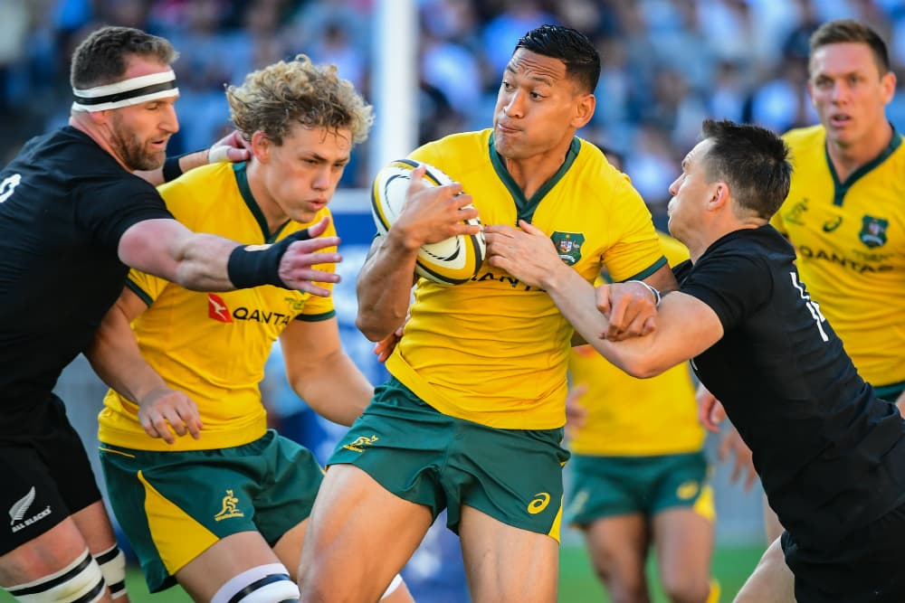 Israel Folau takes the ball into traffic. Photo: RUGBY.com.au/Stuart Walmsely