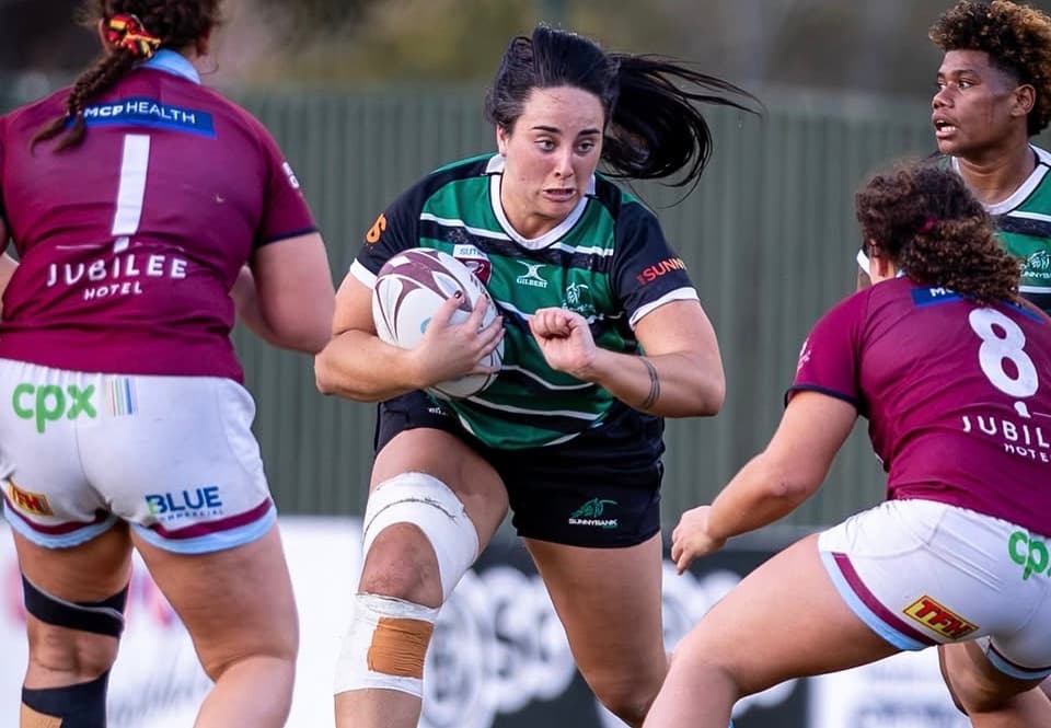 Sunnybank prop Liv Warlow on the charge against University of Queensland in the preliminary final