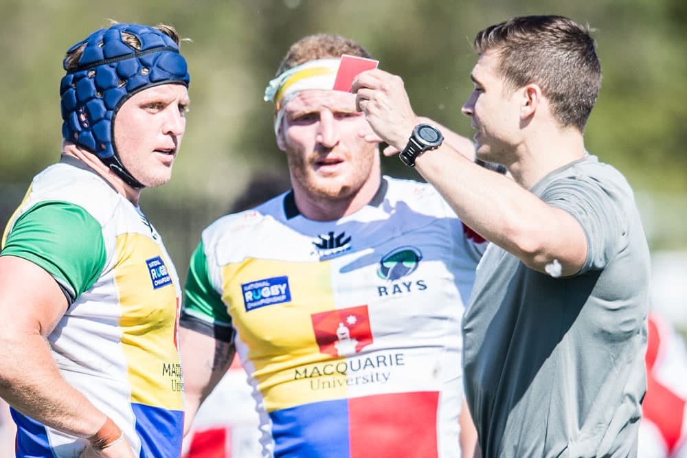 Gareth Bautz was red-carded for the tip tackle. Photo: RUGBY.com.au/Stuart Walmsley