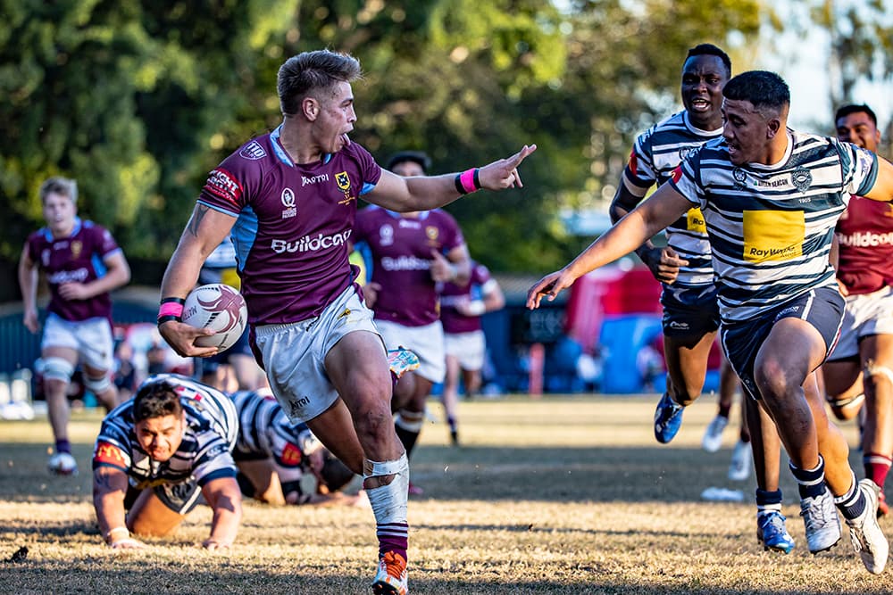 Mosiah Christian in action for UQ against Brothers at Crosby Park last year. 