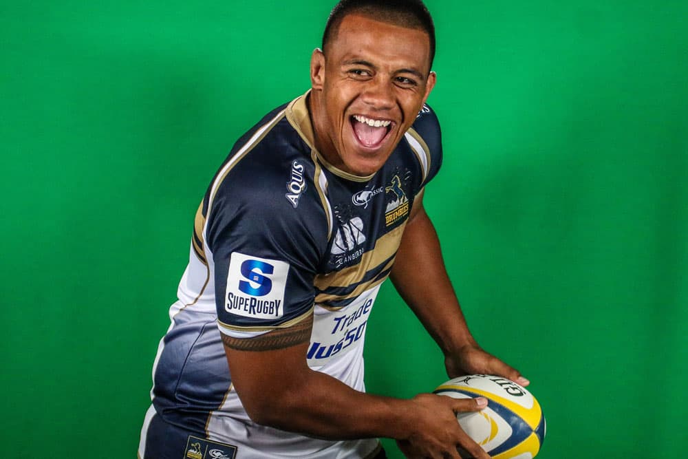 Allan Alaalatoa in the new Brumbies jersey. Photo: Brumbies Media