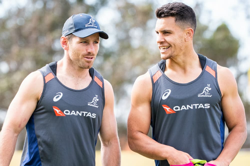 Wallabies playmakers Bernard Foley and Matt Toomua train in Cessnock. Photo: RUGBY.com.au/Stuart Walmsley