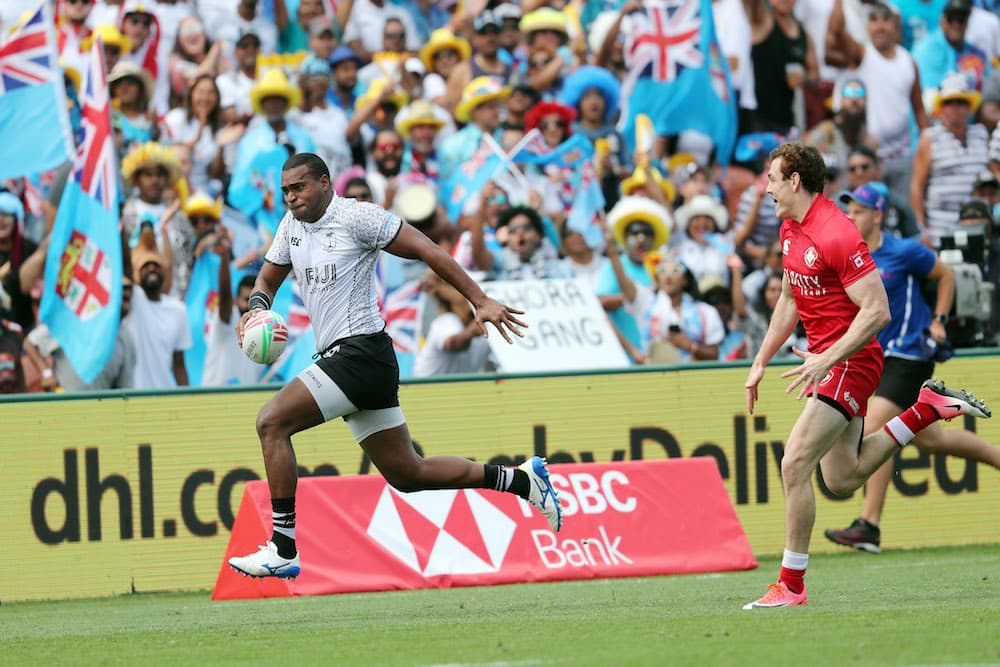 A huge Fijian fan base cheered home their team in Hamilton. Photo: AFP