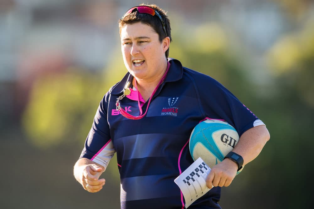 Alana coaching the Rebels Super W side. Photo: Stu Walmsley