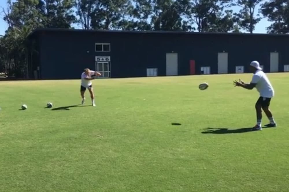 Will Genia trains with Tate McDermott. Photo: Instagram
