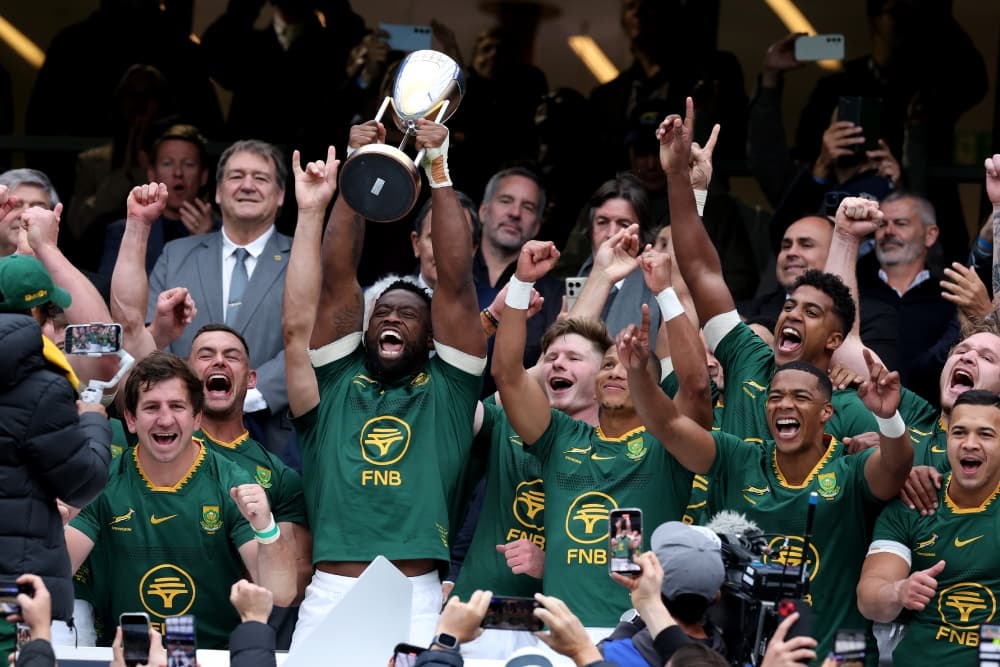 The Springboks hoist the Rugby Championship high after defeating Argentina in London. Photo: Getty Images