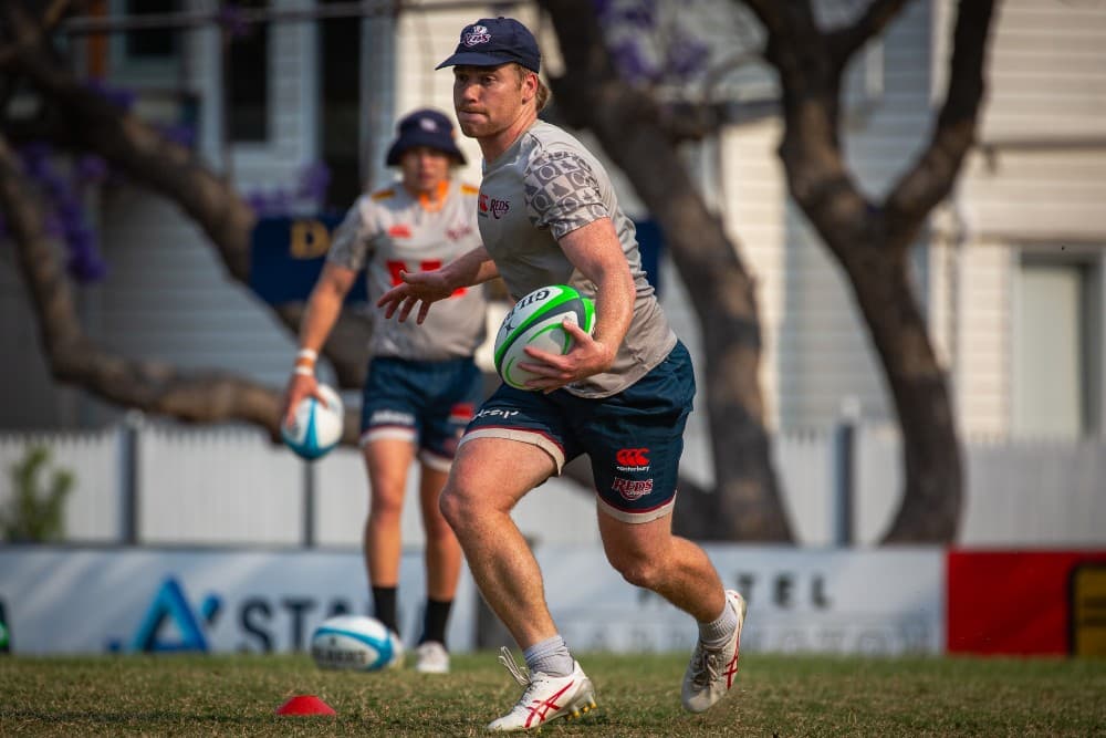 Harry McLaughlin-Phillips in the swing at Reds training. Photo: Reds Media