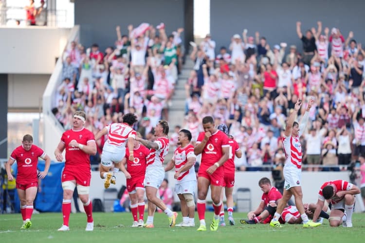 Japan savours a special win over Wales. Photo: Getty Images