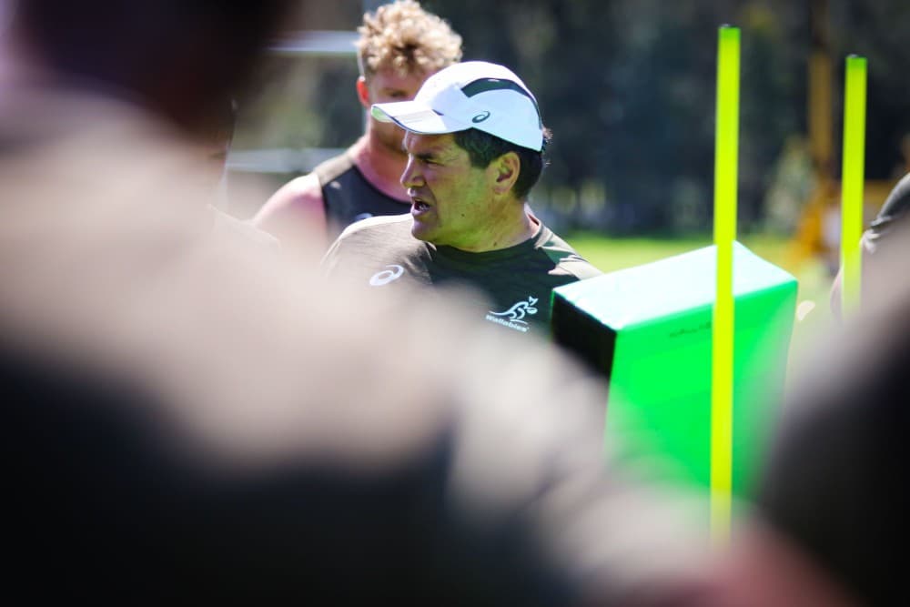 Dave Rennie was "hands on" during his first training session with the Wallabies. Photo: Getty Images