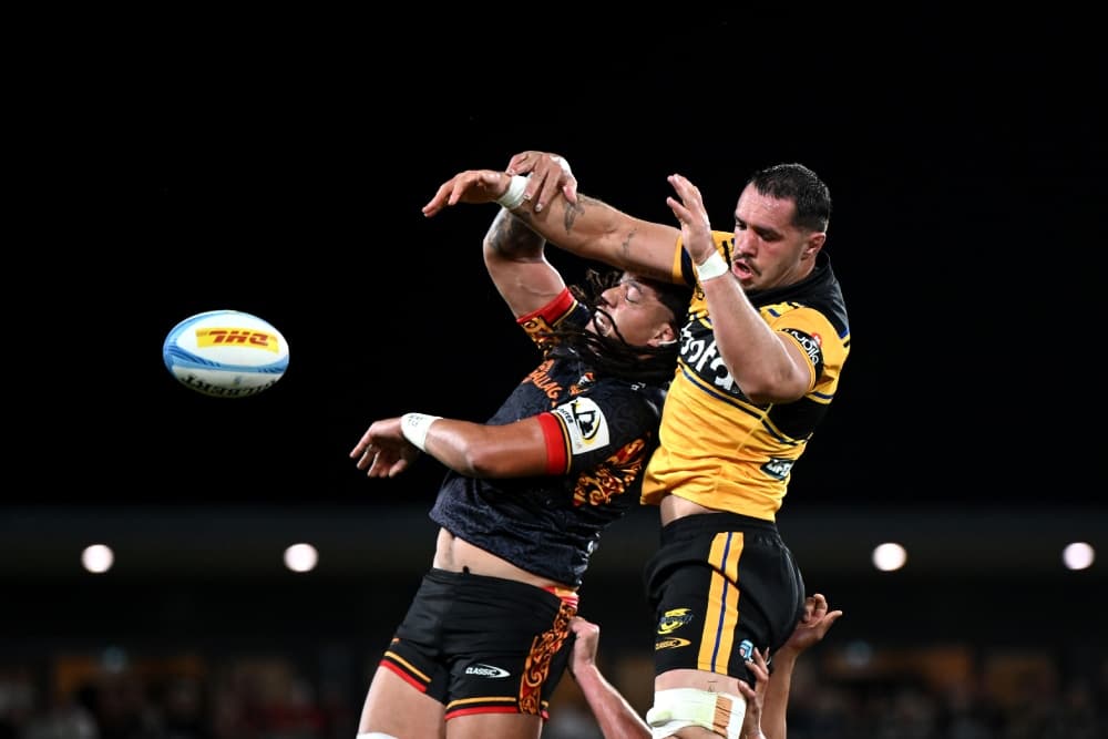 Devan Flanders returns for the Hurricanes for the 2026 Super Rugby Pacific Grand Final. Photo: Getty Images