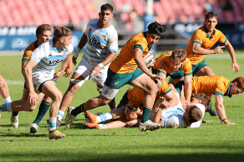 Boston Fakafanua runs with the ball against Argentina U20 (Source: Getty)