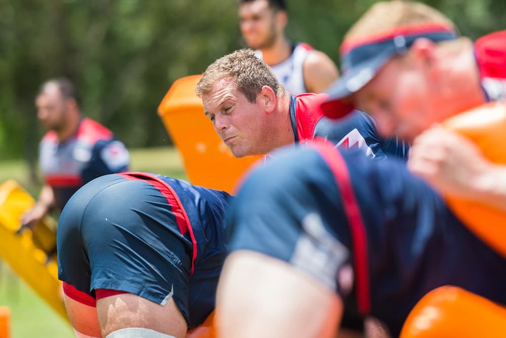 Toby Smith in for Rebels against the Reds in their final hit out before Super Rugby kick off. Photo: RUGBY.com.au/Stuart Walmsley