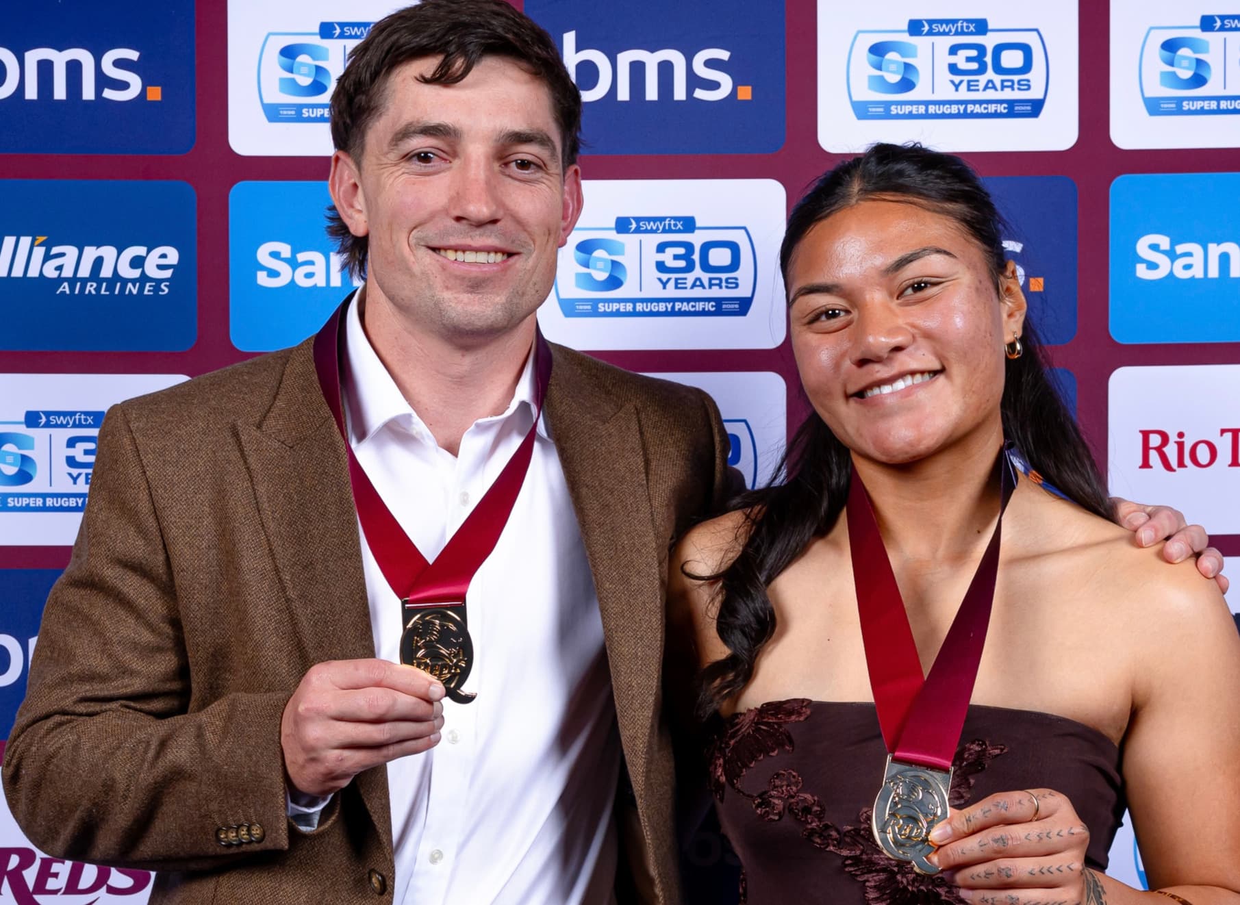Pilecki Medal-winner Jock Campbell and Shannon Parry Medal-winner Harmony Vatau