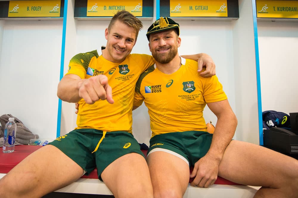 Matt Giteau and Drew Mitchell have had to make sacrifices to return to the wallabies. Photo: ARU Media/Stu Walmsley