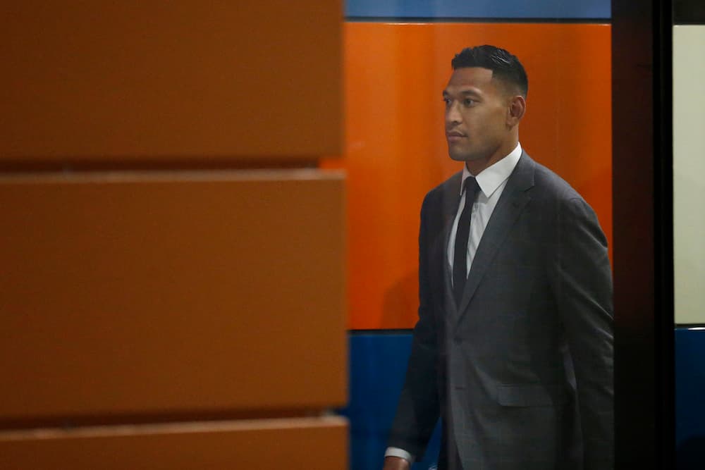 Israel Folau ahead of mediation in the Federal Circuit Court in Melbourne on Monday. Photo: Getty Images