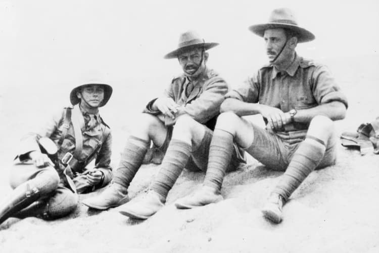Blair Swannell (centre) played for both the Wallabies and Lions before his decorated Military career in the respective armies. Photo: Australia War Memorial