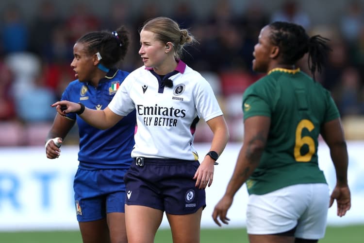 Ella Goldsmith will referee the bronze medal match at the 2025 Rugby World Cup. Photo: Getty Images