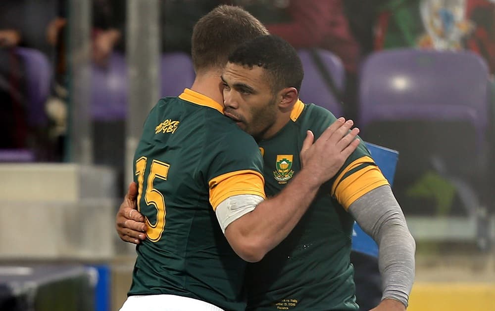 Bryan Habana following his try against Italy in Florence. Photo: Getty Images.