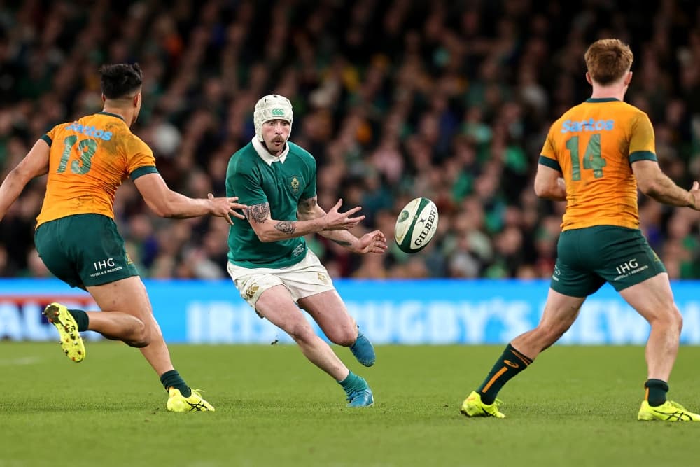 Mack Hansen steps into the fullback jersey to face his native Australia. Photo: Getty Images