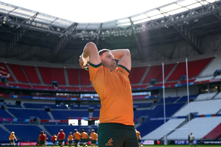 The last time Dave Porecki pulled on the gold jersey was at the 2023 Rugby World Cup. Photo: Getty Images