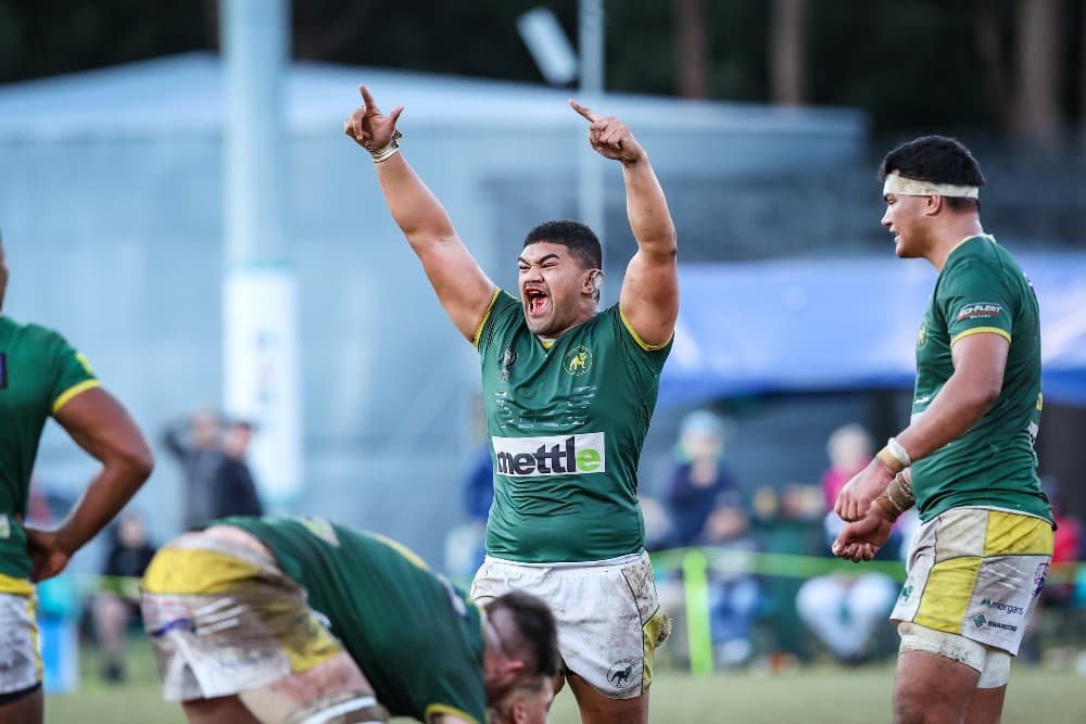 Hooker Jordan Uelese celebrates Wests advancing to the grand final after the tense extra-time semi-final. Photo: Brendan Hertel, QRU