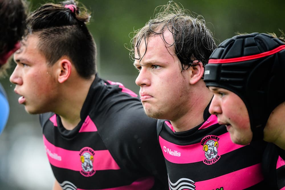 Riley Moore packs down in a scrum for the Barossa Rams. Photo: Stu Walmsley/RUGBY.com.au