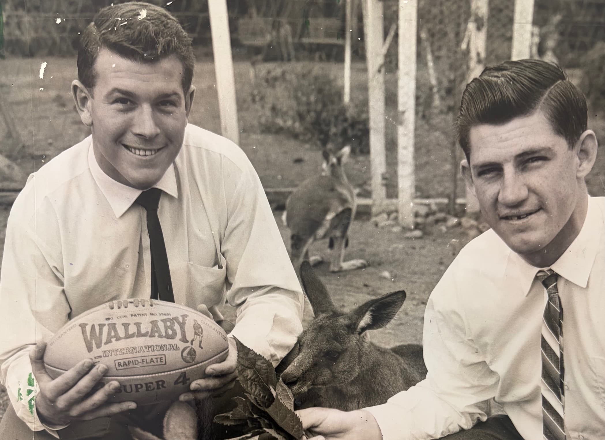 Dallas O'Neill (left) and Dick Marks in their element as young Wallabies in 1963