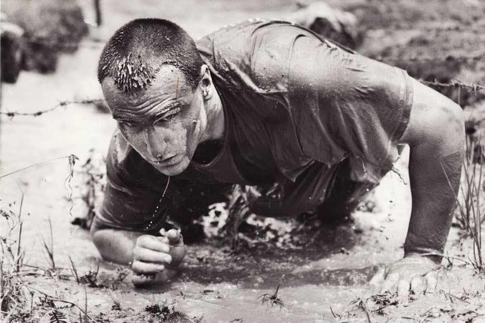Michael Ware trains during a Reds pre-season camp at Canungra in the early 90s.