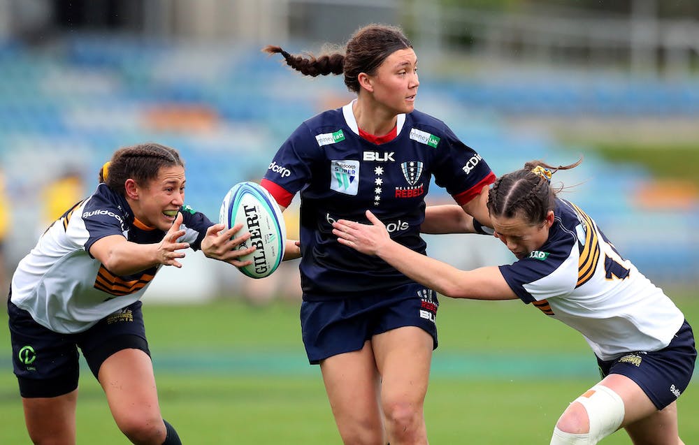 Rebels rookie Jade Te Aute got her Buildcorp Wallaroos PONI squad call up following an impressive campaign in the 2021 Buildcorp Super W in Coffs Harbour. (Photo: Kelly Defina/Getty Images)