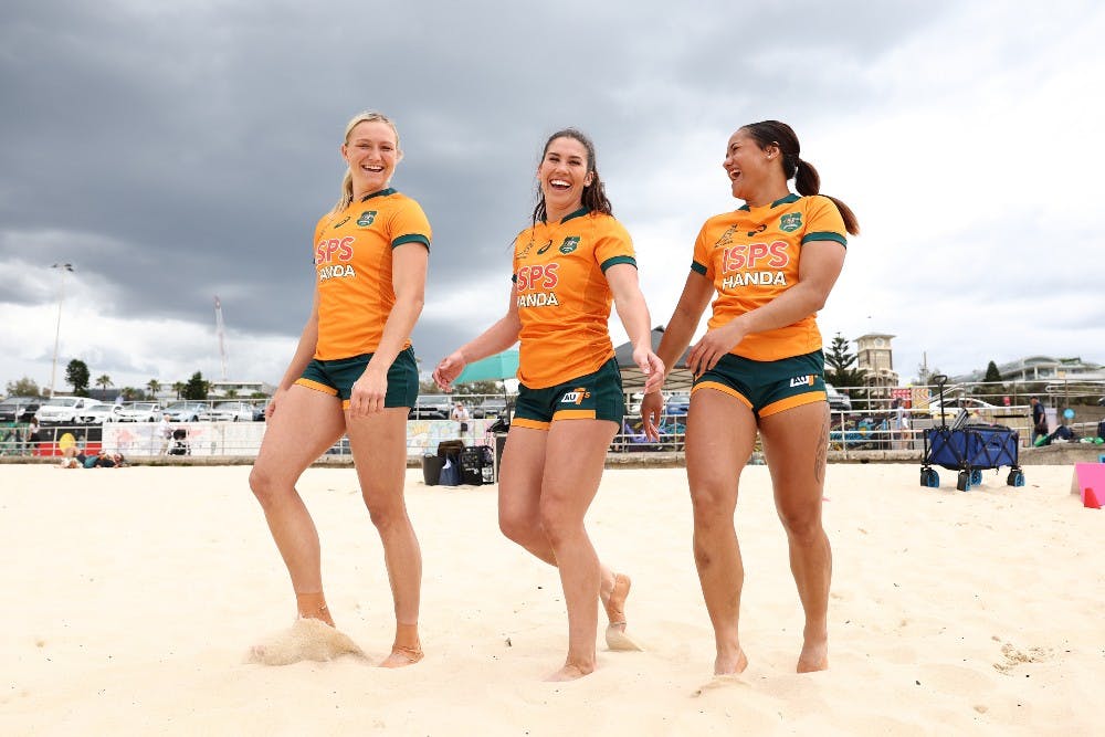 Maddi Levi, Charlotte Caslick and Faith Nathan will all take part in this week's Oceania 7s at Ballymore. Photo: Getty Images