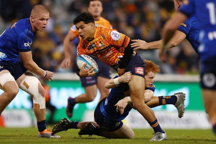 Noah Lolesio looked to have won the game for the Brumbies but the Blues found a way. Photo: Getty Images
