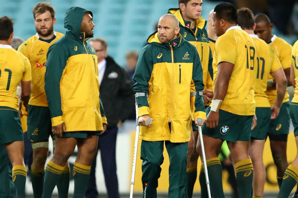 Matt Giteau injured his ankle against the All Blacks on Saturday. Photo: Getty Images